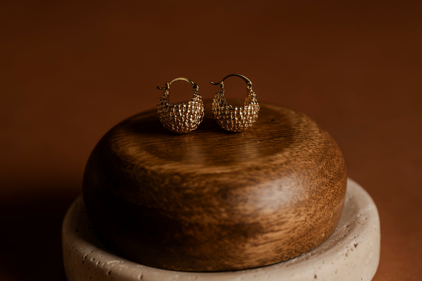 Basket Weave Gold Hoops