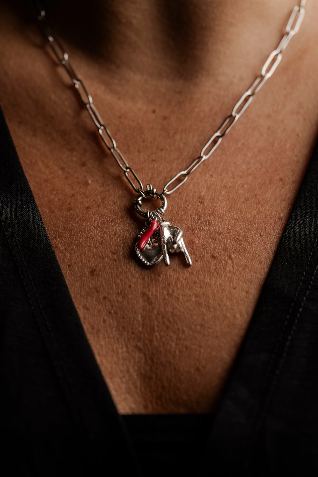 Perno Red Silver Necklace